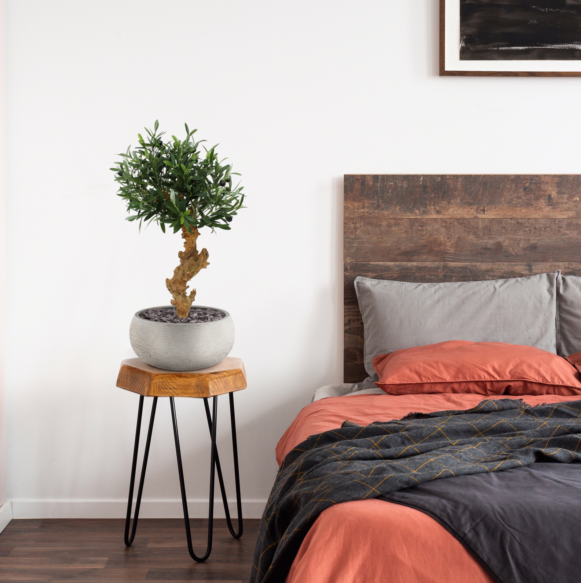 Olijf Bonsai deluxe kunstboom op voet 60cm 1 Olijf Bonsai deluxe kunstboom op voet 60cm