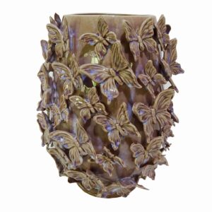 Vaas keramiek Vlinders Paars Roze D23xH28