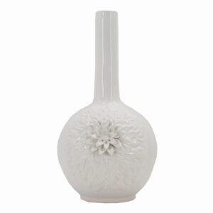 Bolvaas Chrysant keramiek D24xH51 wit