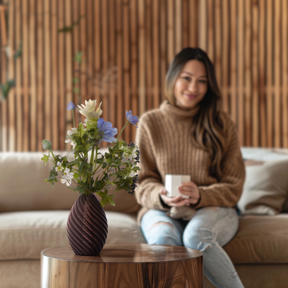 Handgebonden Kunstboeket Luna Zadar - Blauw 1 Handgebonden Kunstboeket Luna Zadar - Blauw