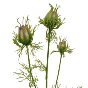 Nigella knop kunsttak 55 cm groen-paars