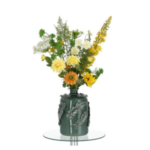 Handgebonden kunstboeket Vivianne Florence - Geel/Groen