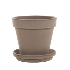Terracotta pot met schotel (taupe) - P25