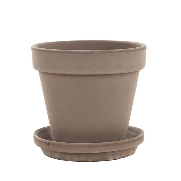 Terracotta pot met schotel (taupe) - P25 1 Terracotta pot met schotel (taupe) - P25