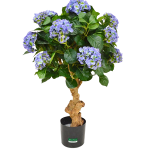 Hortensia deluxe kunstplant op stam 90cm - blauw