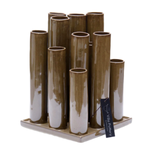 Twist & Tube vaas 18x18x25cm vierkant bruin