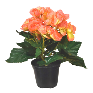 Begonia kunstplant in potje 20cm - zalm