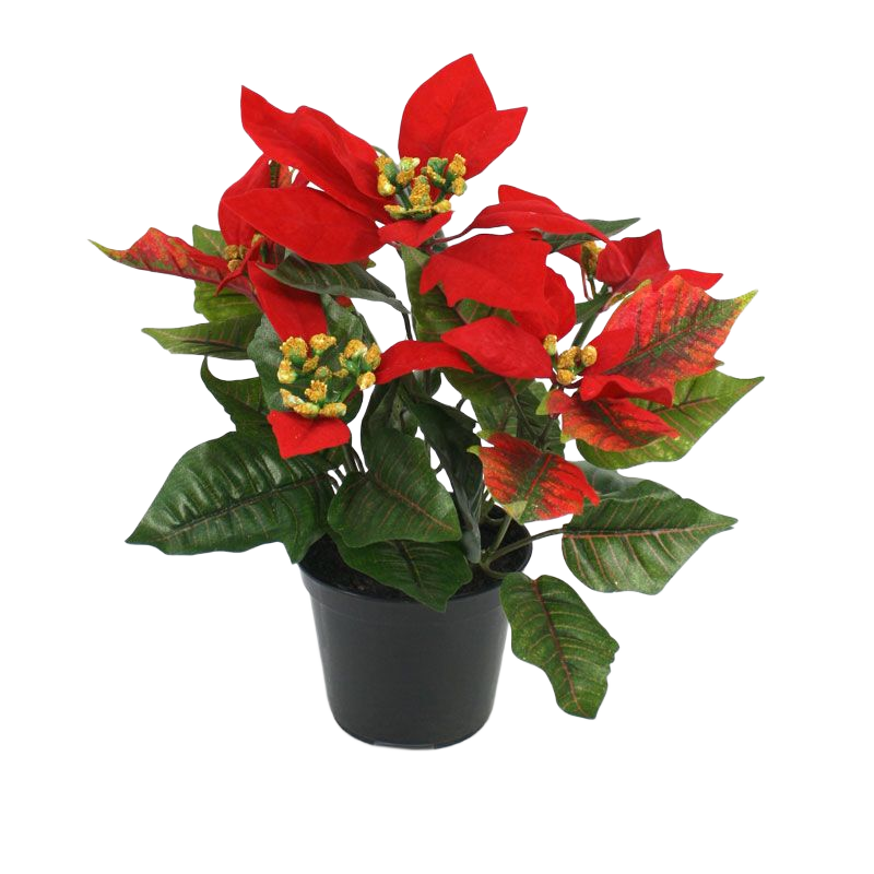 Poinsettia kunstplant 25cm in pot - rood 1 Poinsettia kunstplant 25cm in pot - rood