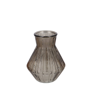 Roman Woods donkerbruine diamant glazen vaas 15x21cm