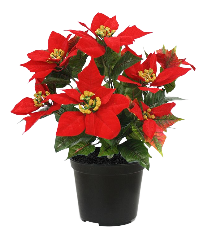 Poinsettia kunstplant in pot 40cm - rood 1 Poinsettia kunstplant in pot 40cm - rood