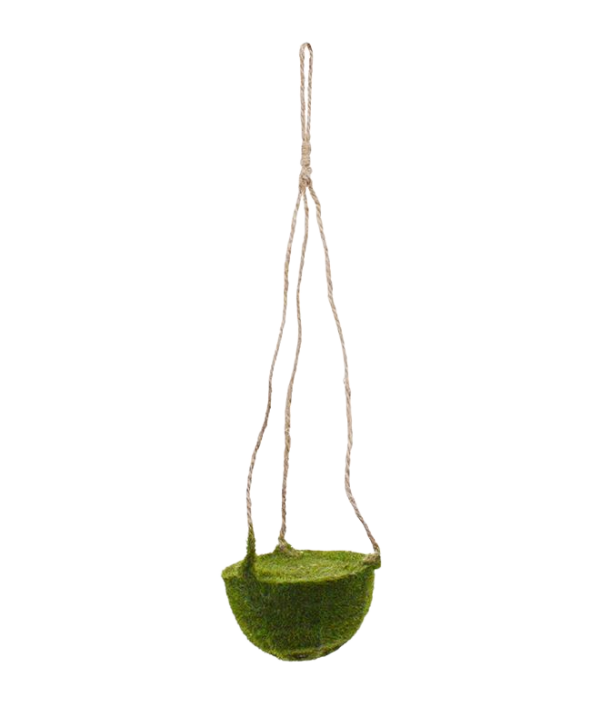 Kunstmos hangmand 10cm met touw 1 Kunstmos hangmand 10cm met touw