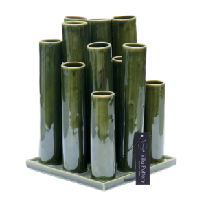 Twist & Tube vaas 18x18x25cm vierkant donkergroen