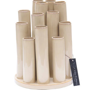 Twist & Tube Vaas Crème Rond 19x19x25cm