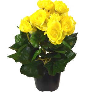 Begonia kunstplant in potje 20cm - geel