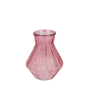 Roman Sweets diamant glazen vaas donkerroze 15x21cm